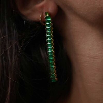 Fine long horizontal rectangle rhinestone earrings
