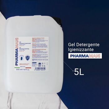 PHARMAMANI GEL NETTOYANT ET DÉSINFECTANT POUR LES MAINS Alcool 70% Effet rapide Réservoir de 5L également idéal pour le remplissage - Testé dermatologiquement - Fabriqué en Italie 2