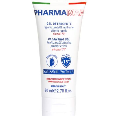 PHARMAMANI EMOLLIENT HAND SANITIZING CLEANSING GEL POCKET SIZE Fast effect - Alcohol 70% - Dermatologically tested - Made in Italy - 80 ml
