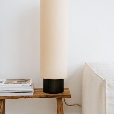 SIMONE / Black stained wood, beige lampshade - GRANDE SIMONE