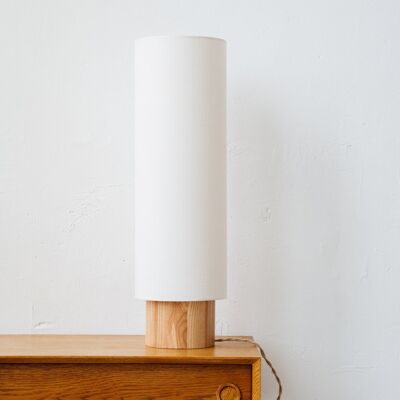 SIMONE / Natural wood, white lampshade - GRANDE SIMONE