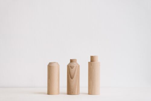 Trio de vases en bois