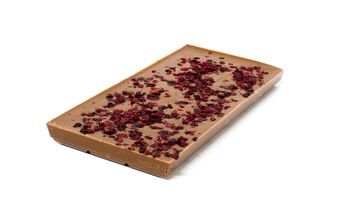 Tablettes de chocolat lait 38% framboise 100g