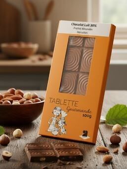 Milk chocolate bars 38% hazelnut almond praline 100g