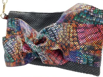 POCHETTE D'ÉTÉ EN PAILLE TISSÉE AVEC FERMETURE ZIP ET BANDOULIÈRE CHAÎNE DORÉE - B251X NOEUD PRÉCIEUX 11