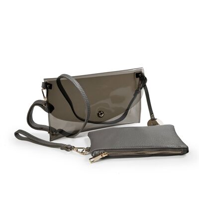 LEATHER/PVC CLUTCH BAG - B316 MIRROR