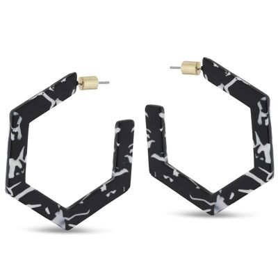 BOUCLES D'OREILLES EN RÉSINE HEXAGONE OLIVIA 2405
