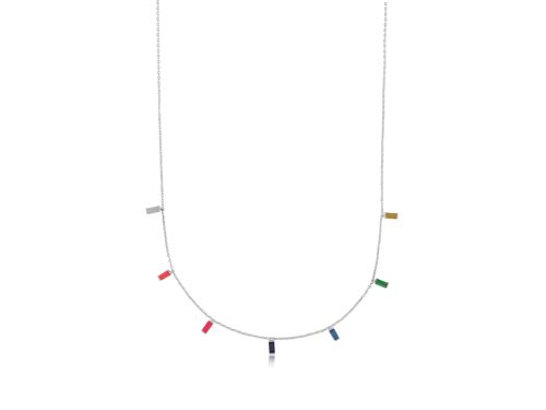 DELIA RAINBOW BAGUETTE STONES DELICATE NECKLACE 2462