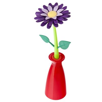 Bolígrafo flower shop con jarrón violeta