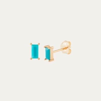 Oana Turquoise Gold Earrings - Mint Flower -