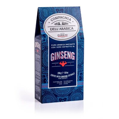 Café molido puro arábica con ginseng. Paquete de 250 gramos