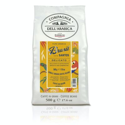 Café en grains Brasil Santos 100% Arabica. Paquet de 500 grammes