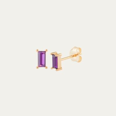 Oana Purple Gold Earrings - Mint Flower -
