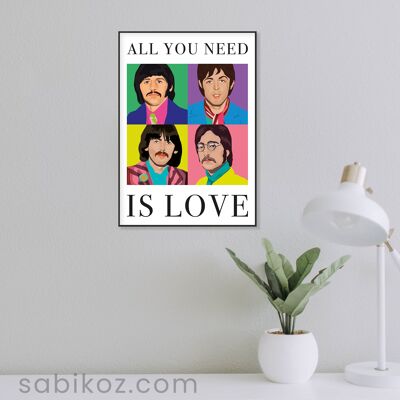 Cartel de amor de los Beatles A3