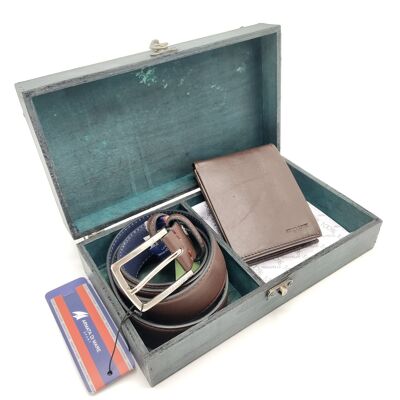 Confezione regalo portafoglio in pelle + cintura in pelle, per man, marca Armata di mare, art. DK325-35.425