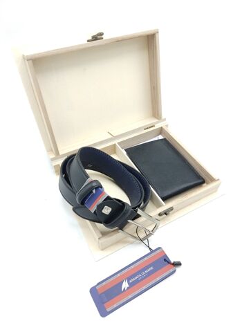 Coffret cadeau portefeuille en cuir + ceinture en cuir, pour homme, marque Armata di mare, art. DK327-35.425 10