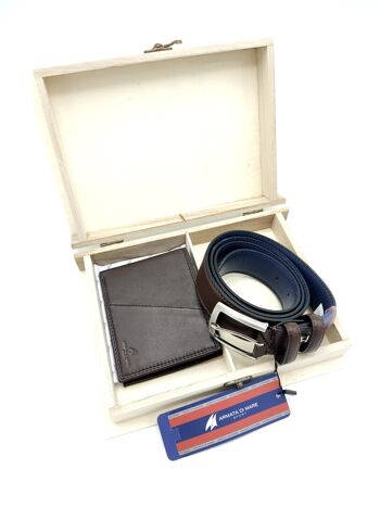 Coffret cadeau portefeuille en cuir + ceinture en cuir, pour homme, marque Armata di mare, art. DK327-35.425 9