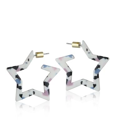 BOUCLES D'OREILLES CRÉOLES RÉSINE AMALIA STAR 2474