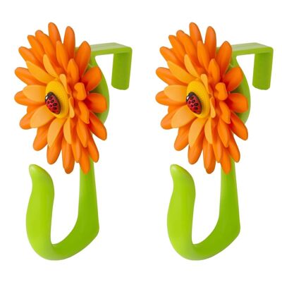 Pack 2u. gancho armario flower power naranja