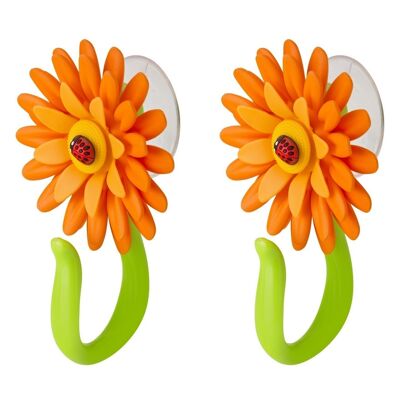 Pack 2u. gancho con ventosa flower power naranja