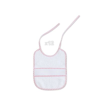 BIB IN CROSS STITCH 20X25 WHITE / PINK (PACK 2 UNITS IN HANGER)