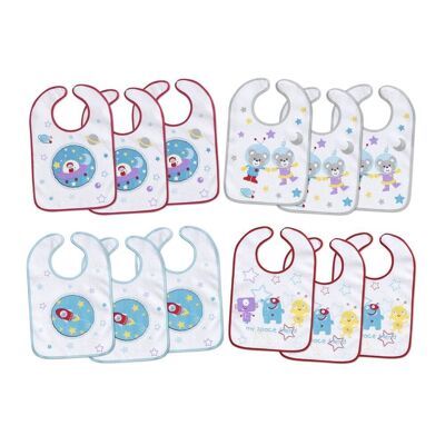 BABY BIB TERRY PLASTIFIED WITH VELCHRO 25X40 (PACK 2 UNITS IN HANGER)