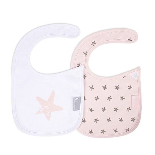 BIB VELCHRO (PACK 2 UNITS) - 38X22 - COTTON FABRIC - MOD. STAR - PINK