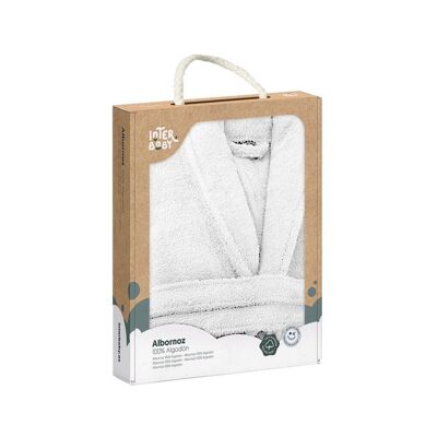 BATHROBE PLAIN COLOR - IN GIFT BOX - S - 2-4 - WHITE