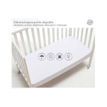 DRAP HOUSSE POUR LIT BÉBÉ PUNTO 100 % COTON - IMPERMÉABLE, RESPIRANT - 60X1.20