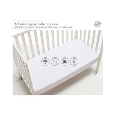 FITTED SHEET FOR COT BED  PUNTO 100 % COTTON - WATERRESSISTANT, BREATHABLE - 60X1.20