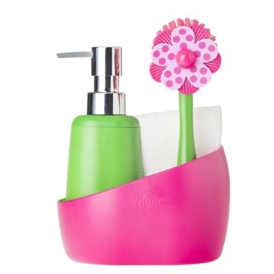 Set fregadero lolaflor con dosificador de jabon magenta