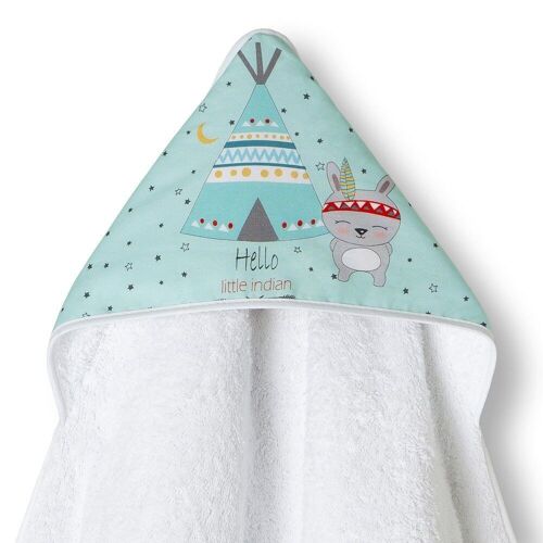 BATH TOWEL - 100X100 - 400 GSM COTTON TERRY - MOD. TIPI OSO - WHITE/GREEN