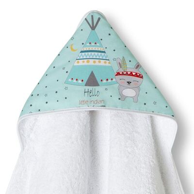 SERVIETTE DE BAIN - 100X100 - 400 G/M2 COTON ÉPONGE - MOD. TIPI OSO - BLANC/VERT