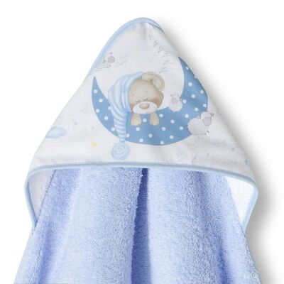 BATH TOWEL 1 X 1 MT. - MOD. BEAR SLEEPING - BLUE