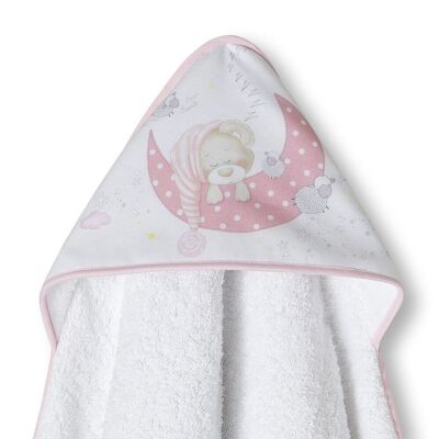 BATH TOWEL 1 X 1 MT. - MOD. BEAR SLEEPING - W/PINK