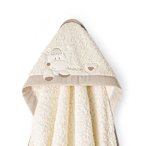 BATH TOWEL - 1X1 MT. MOD. CORAZON AMOROSO - BEIGE