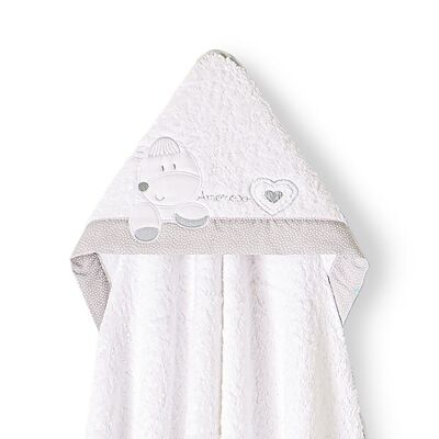 BATH TOWEL - 1X1 MT. MOD. CORAZON AMOROSO - W/GRAY