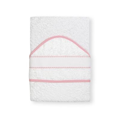 SERVIETTE DE BAIN 1 X 1 MT MOD. COUTURES BLANC / ROSE