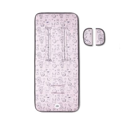 FUNDA PARA COCHECITO 83X33 - TRANSPIRABLE/ALGODÓN - MOD. GATO - ROSA