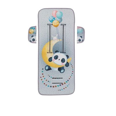 COVER FOR PRAM 83X33-BREATHABLE/COTTON MOD PANDA GREY