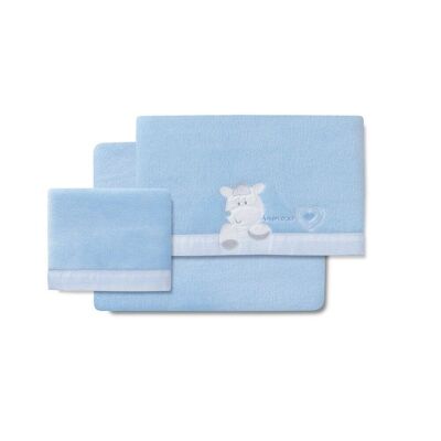 3 STK. KINDERBETT(SH106X82+EINGEPASSTE S.85X55X9+KOFFER 50X30)KORALLE FLEECE-MOD.CORAZON AMOROSO- BLAU