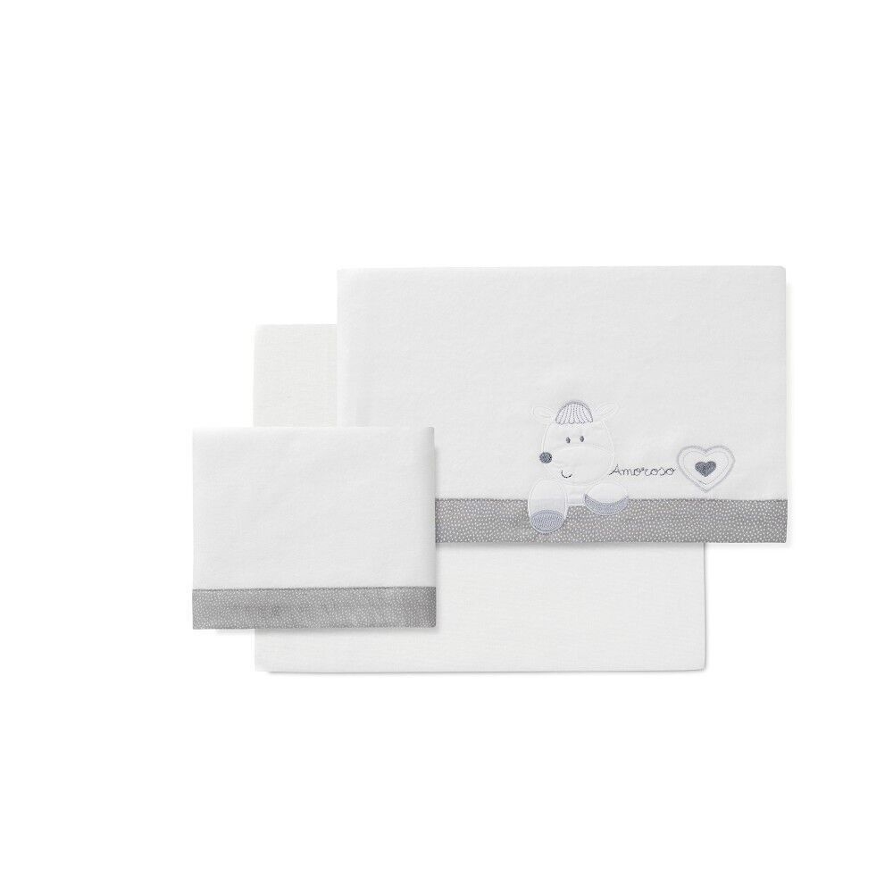 LETTO.CULLA 3 PZ(SH106X82+FIT S.85X55X9+CUSTODIA50X30)FLANELLA-MOD.CORAZON AMOROSO- C/GRIGIO