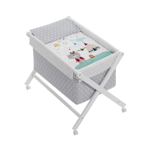 CRIB IN X IN WHITE BEECH + BEDDING + GARMENT + MATTRESS - MOD. INDIO