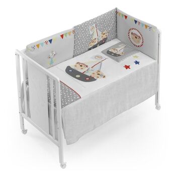 ENSEMBLE 3 PIECES LIT 60X120 (COUETTE+PARE-CHOCS+OREILLER) - COTON - MOD. PIRATA