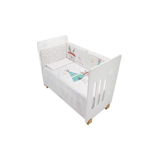 3 PCS SET COT BED 60X120 (QUILT+BUMPER+PILLOW) - JERSEY - MOD. TIPI OSO - WHITE