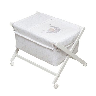 CULLA A X IN FAGGIO BIANCO + LETTO + ABITO + MATERASSO - MOD. ORSO CHE DORME - GRIGIO