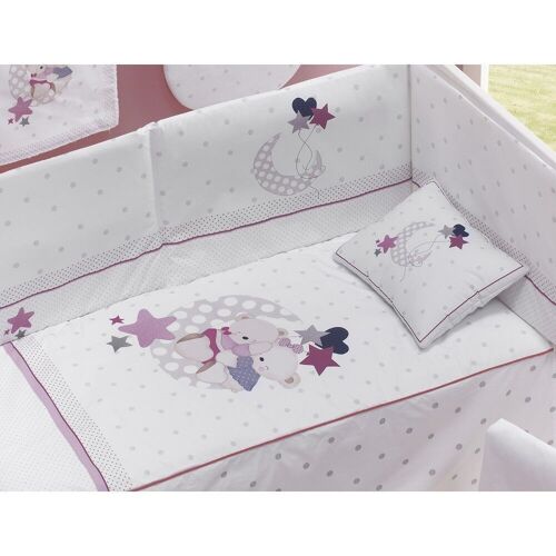 3 PCS SET COT BED 60X120 (QUILT+BUMPER+PILLOW) - JERSEY - MOD. AMOROSOS - PINK