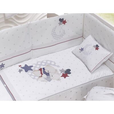 3 PCS SET COT BED 60X120 (QUILT+BUMPER+PILLOW) - JERSEY - MOD. AMOROSOS - GRAY