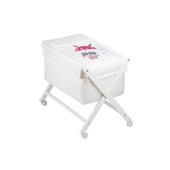 BERCEAU EN X EN HÊTRE BLANC + LITERIE + VÊTEMENT + MATELAS - MOD. PARACAIDISTA - ROSA 2