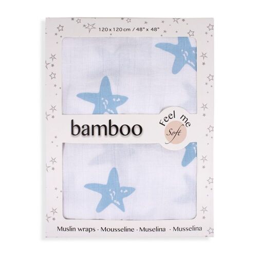 SWADDLE 120 X 120 - BAMBOO - MOD. ESTRELLA - BLUE